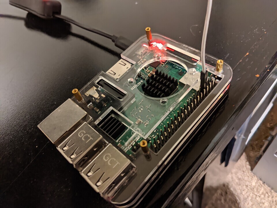 Raspberry Pi with wire attached
